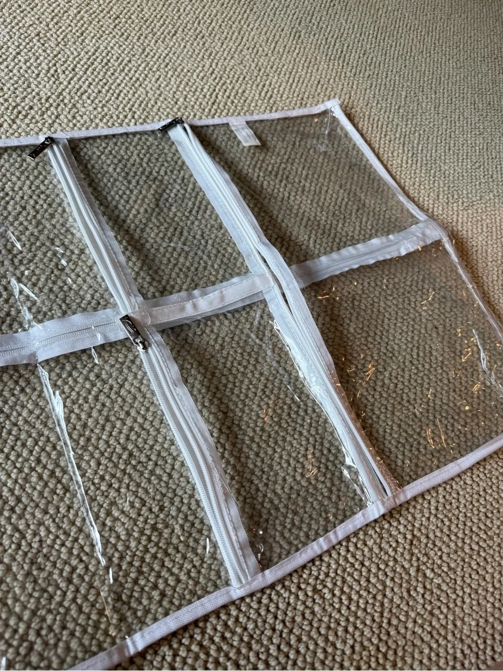 clear gusseted garment bag with fabric trim - dream duffel!